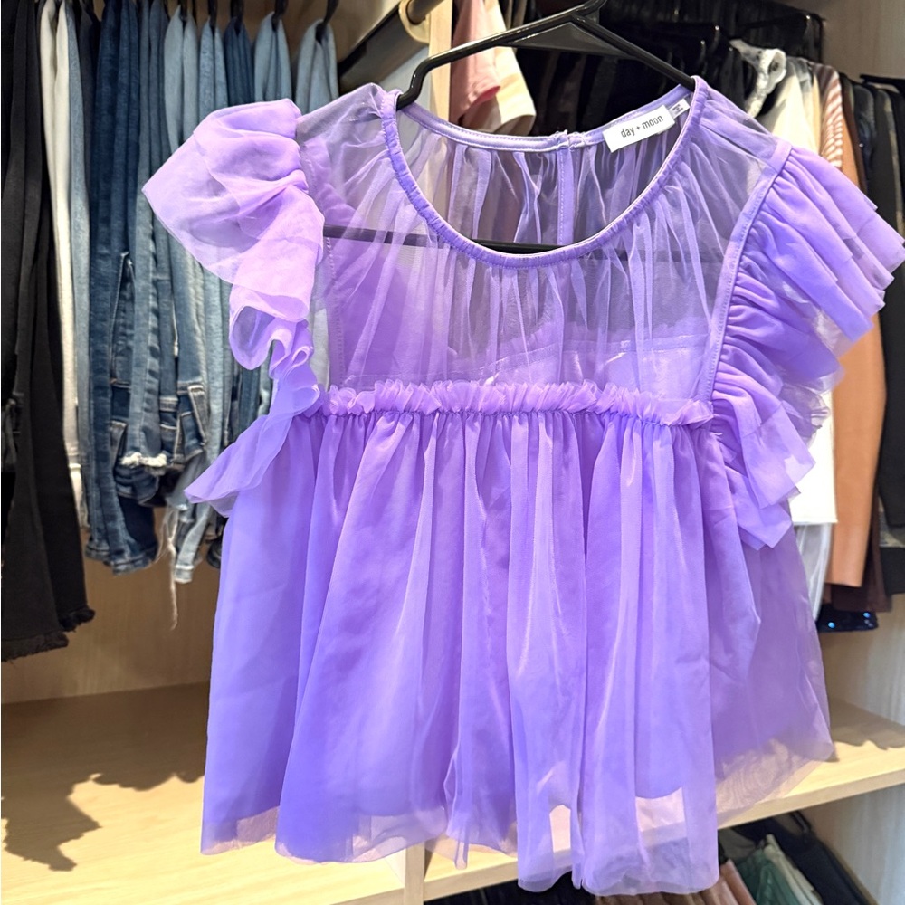 Day + Moon Tulle Cropped Shirt